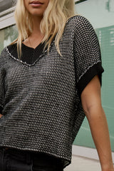 Saige Contrast Sweater in Black