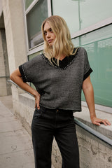 Saige Contrast Sweater in Black