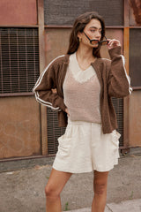 Saige Contrast Sweater in Oatmeal