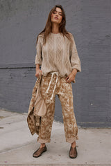 Kellie Floral Barrel Jeans in Camel