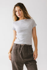 Martha Boatneck Top in Grey