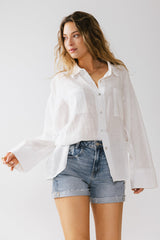Lucie Linen Button Up in White