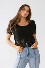 Angel Lace Trim Blouse in Black