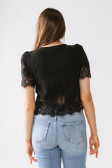 Angel Lace Trim Blouse in Black