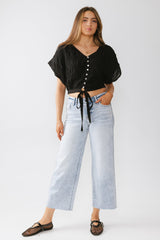 Alma Smocked Blouse in Black