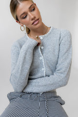 Darren Contrast Cardigan in Heather Grey