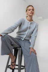 Darren Contrast Cardigan in Heather Grey