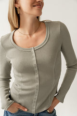 Cal Waffle Knit Top in Olive