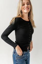 Mia Button Up Top in Black