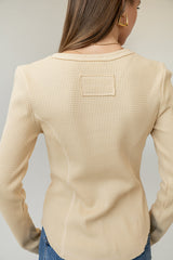 Cal Waffle Knit Top in Yellow
