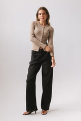 Mia Button Up Top in Taupe