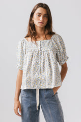 Tiffany Floral Blouse in Blue