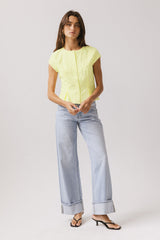 Rumi Button Front Blouse in Yellow