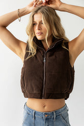 August Corduroy Vest in Brown