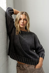 Payton Knit Sweater in Washed Black
