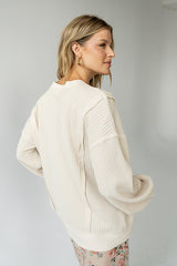 Trace Waffle Knit Top in Cream