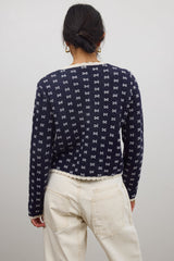Courtney Scalloped Cardigan in Navy
