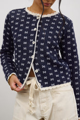 Courtney Scalloped Cardigan in Navy