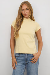 Marley Mock Neck Tee in Yellow