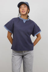 Jace Contrast Tee in Navy