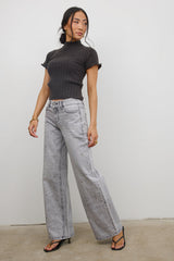 Amara Ribbed Top in Charcoal
