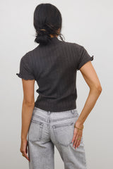 Amara Ribbed Top in Charcoal