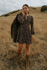Myles Floral Mini Dress in Burgundy