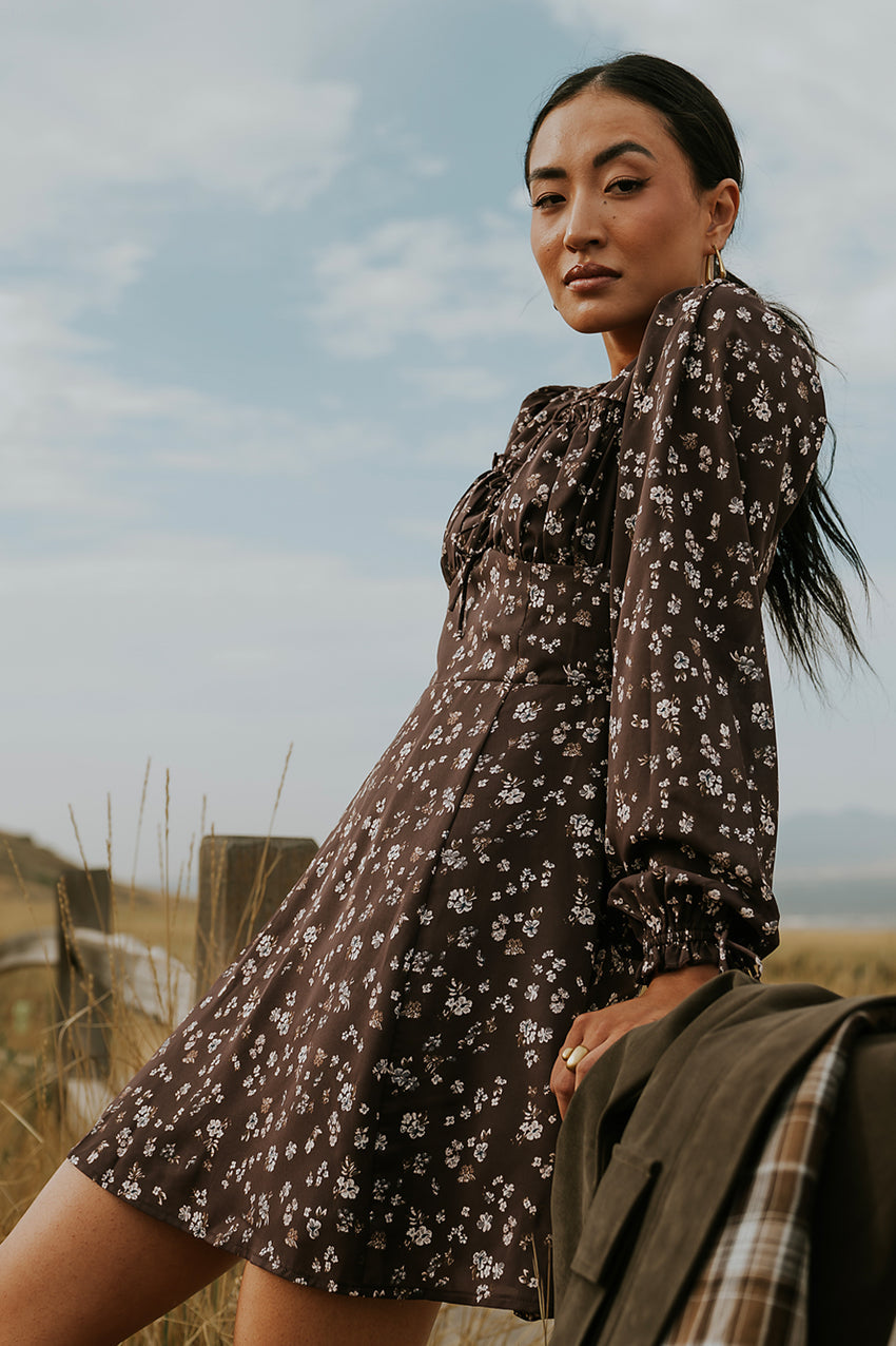 Myles Floral Mini Dress in Burgundy