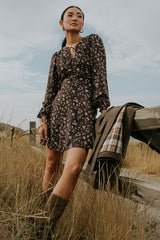 Myles Floral Mini Dress in Burgundy