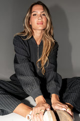 Valeria Striped Bomber Jacket