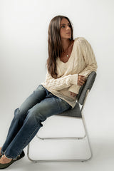 Zeke Cable Knit Sweater in Cream