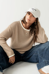 Mandy Contrast Sweater in Tan