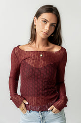 Rachel Lace Top in Burgundy