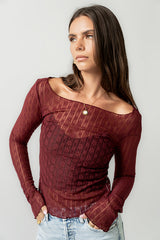 Rachel Lace Top in Burgundy