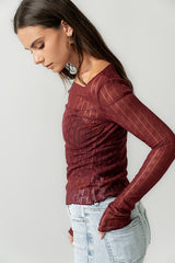 Rachel Lace Top in Burgundy