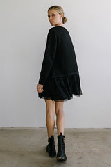 Bellise Baby Doll Sweater Dress in Black