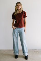 Connie Ruffle Blouse in Rust
