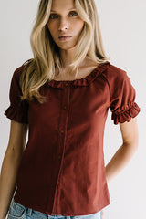 Connie Ruffle Blouse in Rust