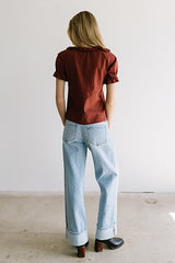 Connie Ruffle Blouse in Rust