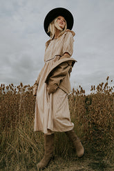 Berlin Corduroy Baby Doll Midi Dress in Taupe