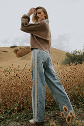 Mellanie Two Toned Baggy Jeans in Medium Wash