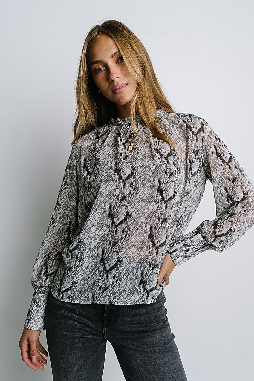 Camille Sheer Blouse in Snake