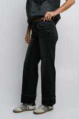Marcia Cuffed Baggy Jeans in Faded Black