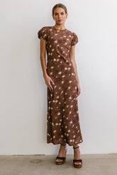 Ellianna Floral Maxi Dress in Brown