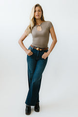 Leslie Cutout Top in Taupe