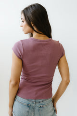 Vestia Button Up Tee in Mauve