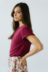Selena Rolled Sleeve Shirt in Burgundy