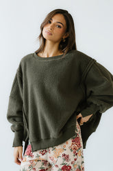 Moxie Oversized Sherpa Sweater in Olive