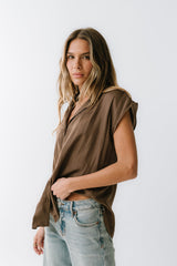Poppy Collared Blouse in Brown