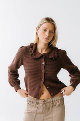 Maureen Collared Cardigan in Brown